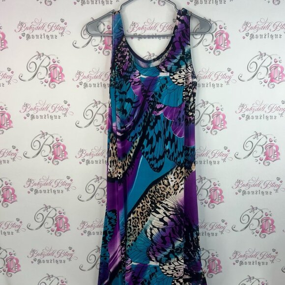 Dress butterfly wings 🪽 cheetah animal print purple blue black long dress - Picture 6 of 13